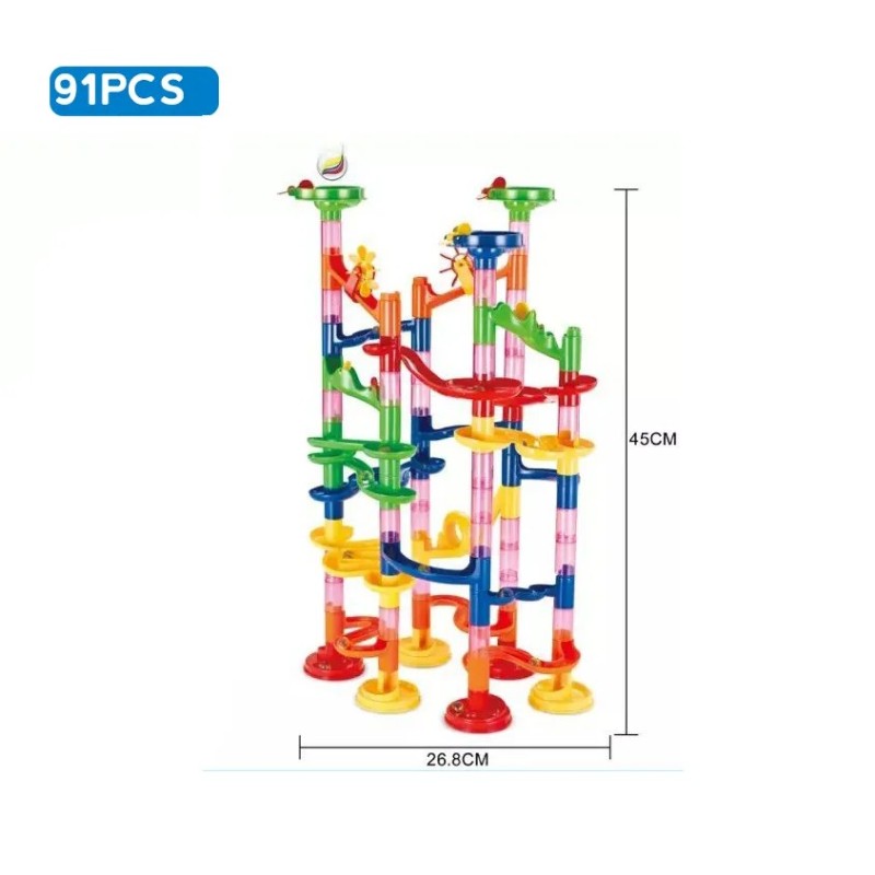 Blocuri de construcție pentru pistă de curse de marmură, pentru copii, labirint 3D, rolă de jucărie, bricolaj, alergare de marmu