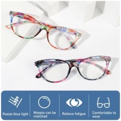 Ochelari de lectură cu flori cu imprimare elegantă de modă Protecția ochilor Ochelari de vedere prezbiopi cu lumină albastră pen
