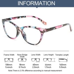 Ochelari de lectură cu flori cu imprimare elegantă de modă Protecția ochilor Ochelari de vedere prezbiopi cu lumină albastră pen