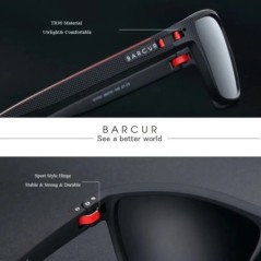 BARCUR Design TR90 Ochelari de soare Bărbați Polarizați Ochelari de soare sport cu greutate mică Ochelari de soare pentru femei 
