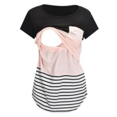 Noi haine de maternitate Topuri casual Alăptare pentru alăptare Tricou cu imprimeu în dungi Femei Maternitate Bluză de maternita