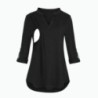 Tricou de maternitate pentru alăptare pentru femei, cu decolteu în V, culoare solidă, cu mâneci lungi, topuri de alăptare, haine