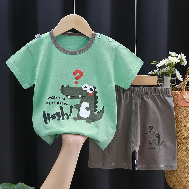 Îmbrăcăminte imprimată cu desene animate Haine de acasă din bumbac pur Costume 2 piese Moda pentru copii mici Treninguri casual 