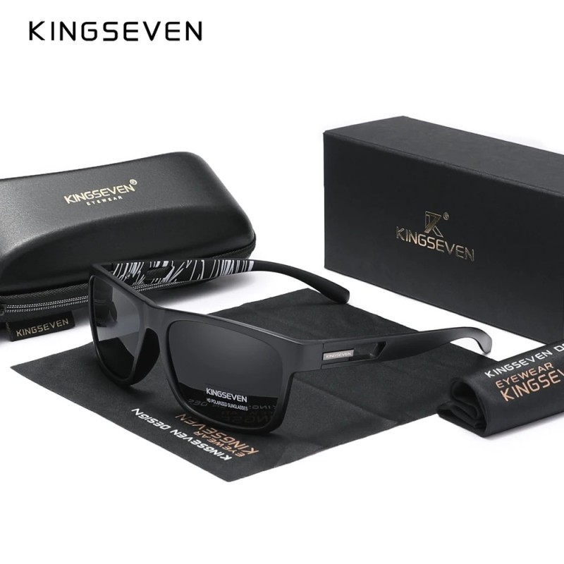 KINGSEVEN 2023 Ochelari de soare polarizați pentru bărbați, cu design de marcă, retro TR90, ochelari de soare polarizați pentru 