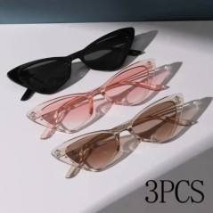 Set de 3 perechi de ochelari de soare mici, ochi de pisică, pentru femei