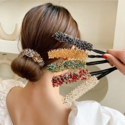 Moda coreeană Crystal Pearl Updo Agrafe de păr Elegante împletitură Barete de păr Accesorii pentru păr Fete Femei