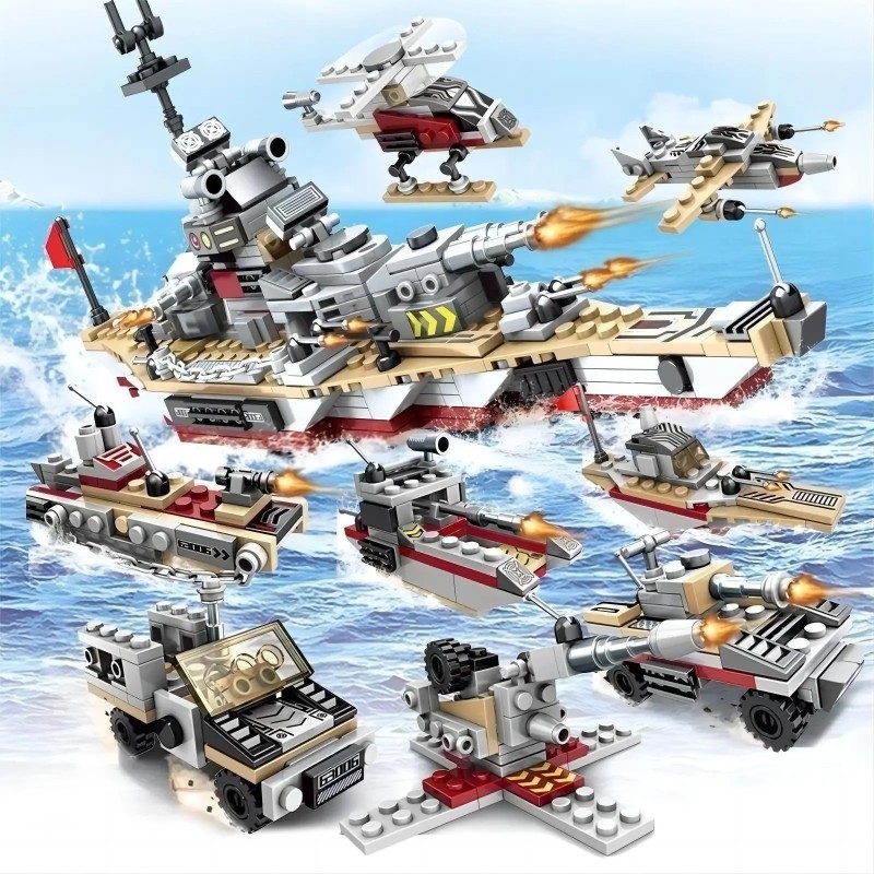 Car de război al marinei, navă, barcă armată, avion, model, nave de război, blocuri de construcție, set de construcție pentru bă