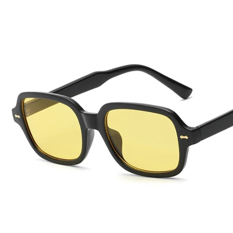 Ochelari de soare pătrați de epocă Ochelari de soare retro de modă pentru femei Ochelari de soare pentru femei Oglindă galbenă O