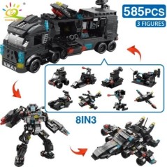 454-585 bucăți 8 în 1 SWAT de comandă de poliție camion blocuri de construcție City elicopter cărămizi kit jucării educaționale 