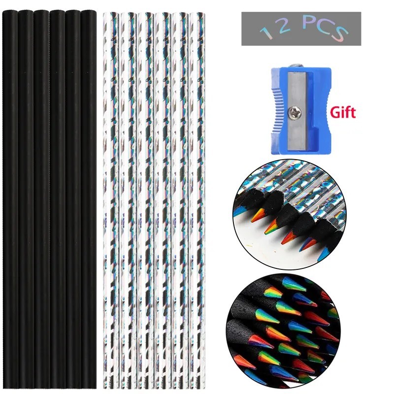 12 buc/set Kawaii Curcubeu Creion 7 Culori Concentric Gradient Creioane Cadou Copii Creioane Colorate Artă Pictură Desen Papetar
