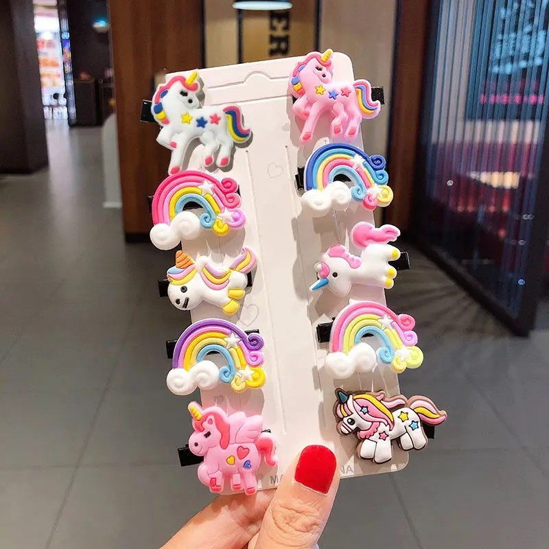 10 bucăți/set fete noi drăguțe desene animate înghețată unicorn agrafe de păr pentru copii minunate agrafe bentita barete acceso