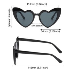 Ochelari de soare în formă de inimă de dragoste pentru femei, cadru mare, modă, drăguț, sexy, retro, ochi de pisică, ochelari de
